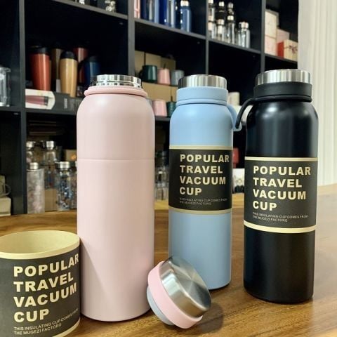 Bình giữ nhiệt 1000ml, vỏ inox, nắp nhựa PP