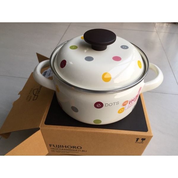Nồi thép tráng men Nhật Fujihoro EDVC-18W 18cm /2.5L