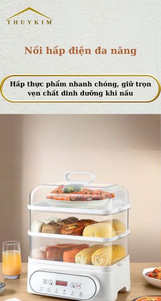 Nồi hấp điện đa năng 3 tầng