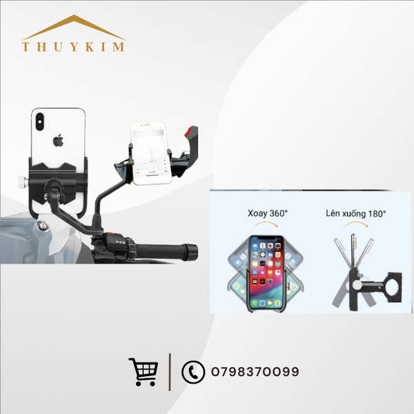 Giá đỡ kẹp điện thoại gắn gương chiếu hậu