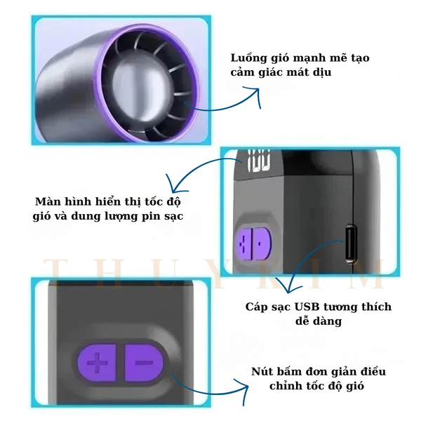 Quạt cầm tay gấp gọn 100 cấp độ gió