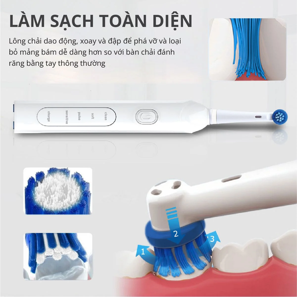 Bàn Chải Điện Đầu Xoay Tròn Kachi MK361