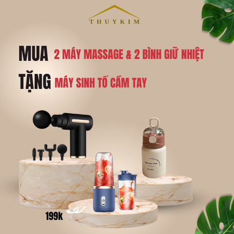 Tặng Máy xay sinh tố cầm tay khi mua Máy massage + Bình giữ nhiệt inox