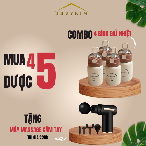 Combo 4 Bình giữ nhiệt inox - Tặng Máy massage cầm tay