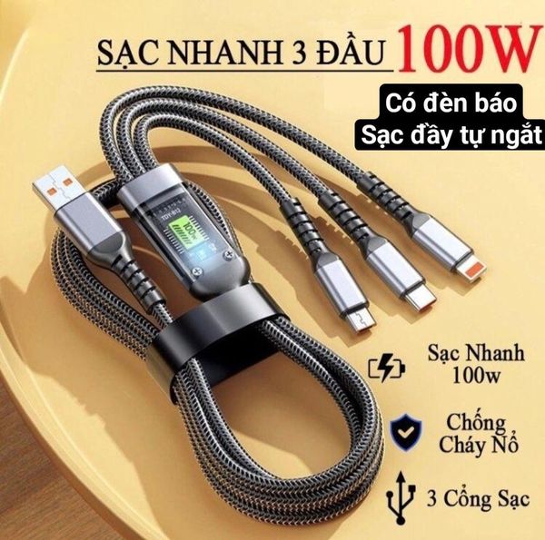 Dây cáp sạc 100W 3in1