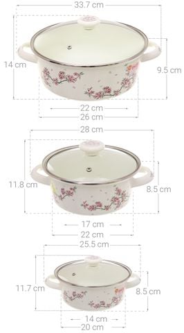 Bộ 3 nồi tráng men Fujihoro SYM-332G