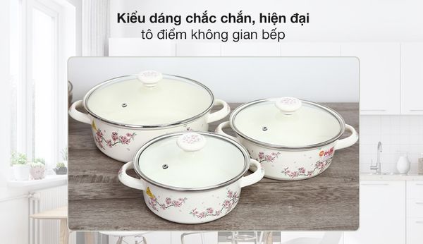 Bộ 3 nồi tráng men Fujihoro SYM-332G