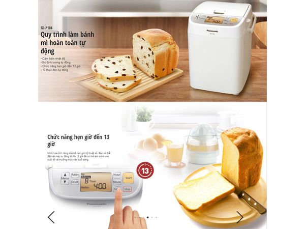 Máy làm bánh mì tự động Panasonic SD-P104WRA
