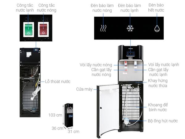 MÁY NƯỚC NÓNG LẠNH TOSHIBA RWF-W1669BV