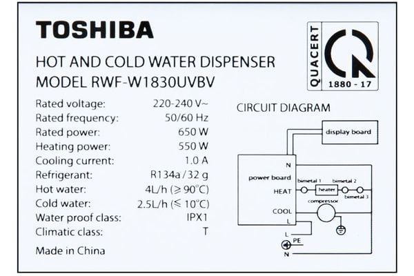MÁY NƯỚC NÓNG LẠNH TOSHIBA RWF-W1830UVBV