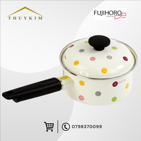 Nồi Tay Cầm - Quánh thép tráng men Nhật Fujihoro EDVC-16S 16cm 1.8 lít
