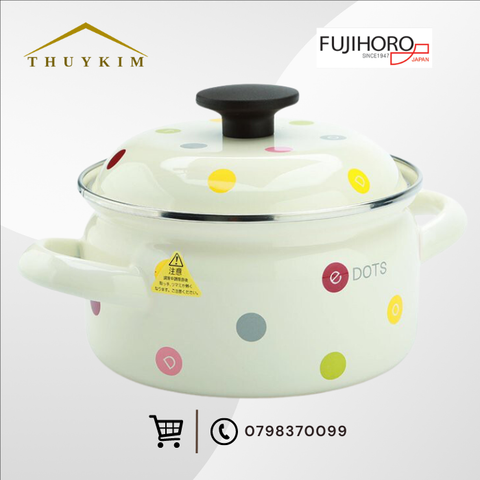 Nồi thép tráng men Nhật Fujihoro EDVC-18W 18cm /2.5L