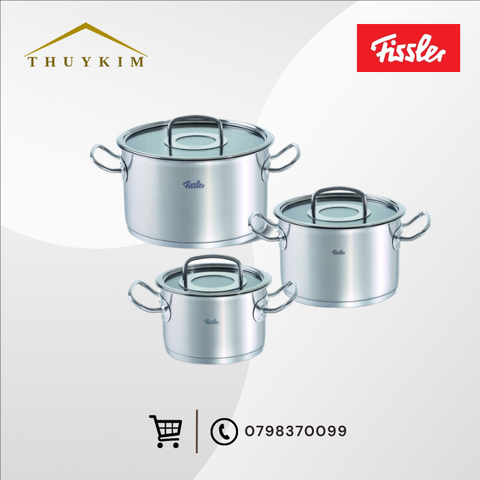 Bộ nồi inox cao cấp Fissler Original Pro 3 món (nắp kính)