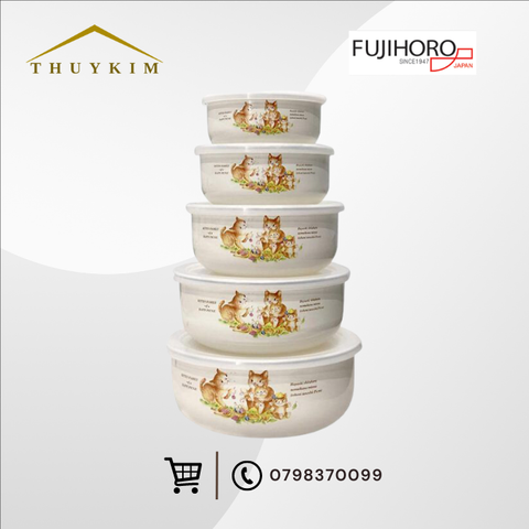 Bộ 5 thố tráng men Fujihoro KIT-251