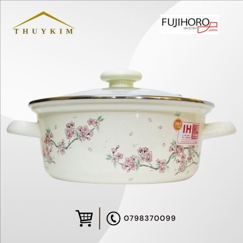 Nồi thép Nippon tráng men nắp kính 26 cm Fujihoro SKW-32G