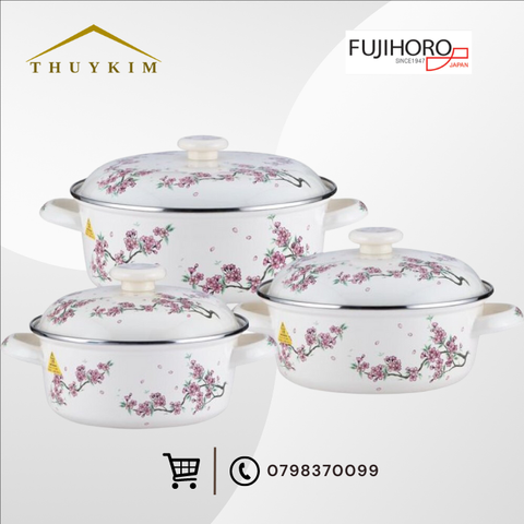 Bộ 3 nồi thép Nippon tráng men Fujihoro SKW-332G