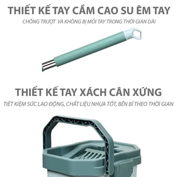 Bộ cây lau nhà đa năng kèm thùng vắt 2 ngăn