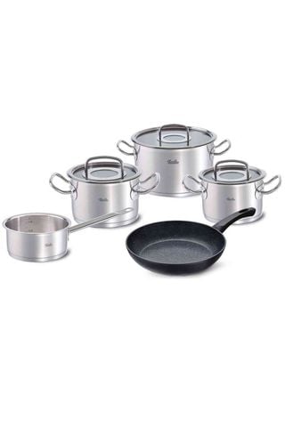 Bộ nồi Fissler Pro 4 món nắp kính kèm 1 chảo đá Stardust 24cm