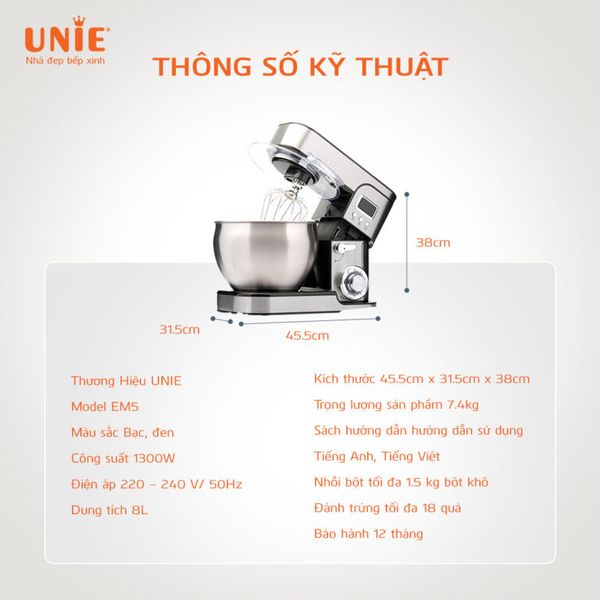 Máy trộn bột đa năng Unie EM5
