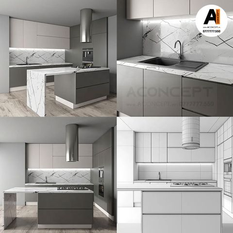 Tủ bếp A442 chữ L