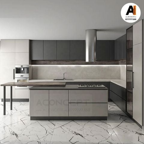 Tủ bếp A443 chữ L