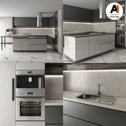 Tủ bếp A443 chữ L