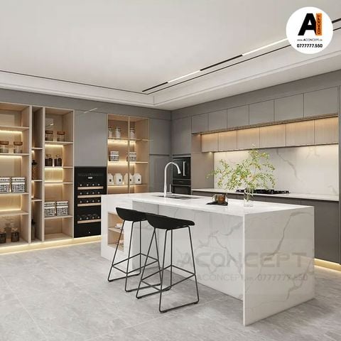 Tủ bếp A437 chữ L