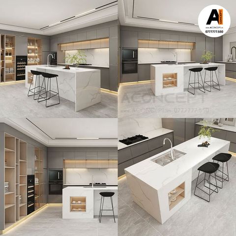 Tủ bếp A437 chữ L