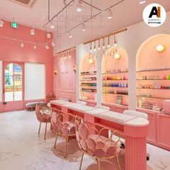 Thiết kế tiệm Nail màu hồng