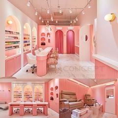 Thiết kế tiệm Nail màu hồng