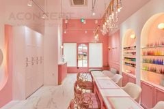 Thiết kế tiệm Nail màu hồng
