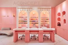 Thiết kế tiệm Nail màu hồng