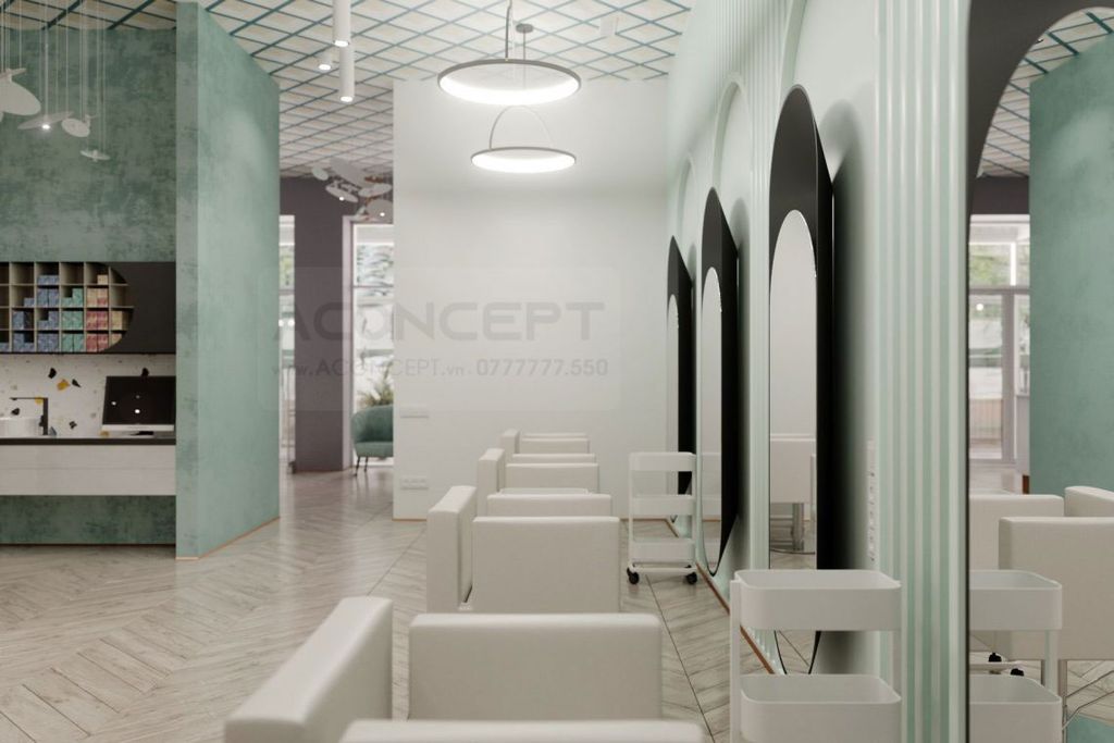 Tiệm Nail Aconcept màu xanh