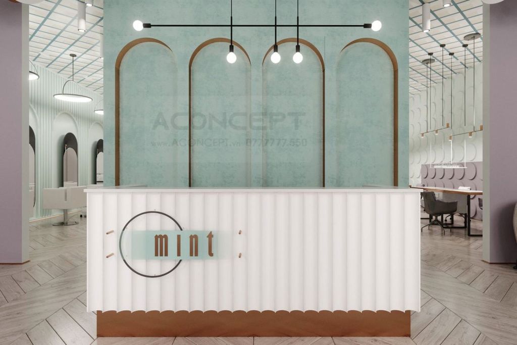 Tiệm Nail Aconcept màu xanh
