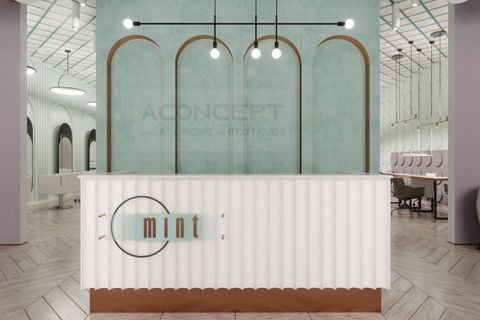 Tiệm Nail Aconcept màu xanh