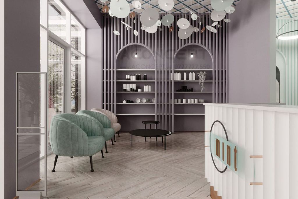 Tiệm Nail Aconcept màu xanh
