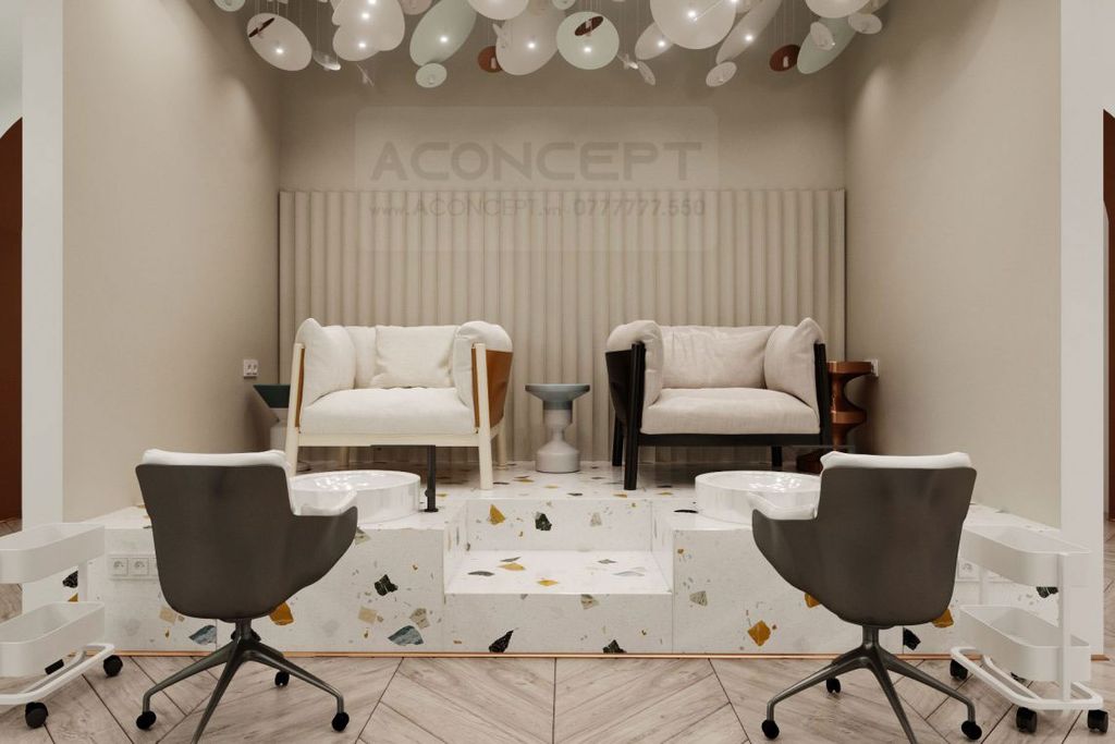 Tiệm Nail Aconcept màu xanh