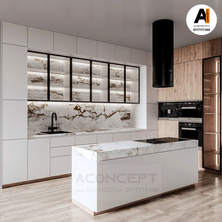 Tủ bếp A436 chữ L