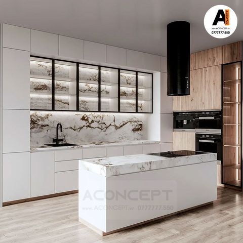 Tủ bếp A436 chữ L