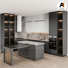 Tủ bếp A424 chữ L