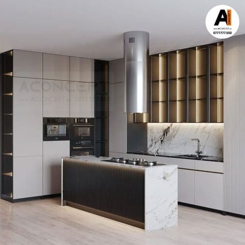 Tủ bếp A434 chữ L