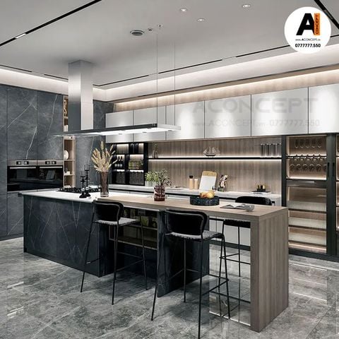 Tủ bếp A435 chữ L