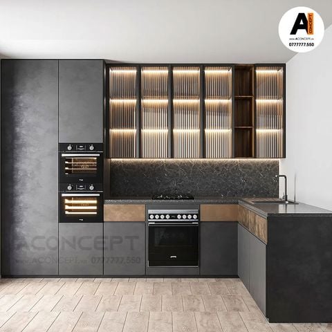 Tủ bếp A425 chữ L