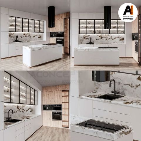 Tủ bếp A436 chữ L