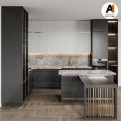 Tủ bếp A424 chữ L