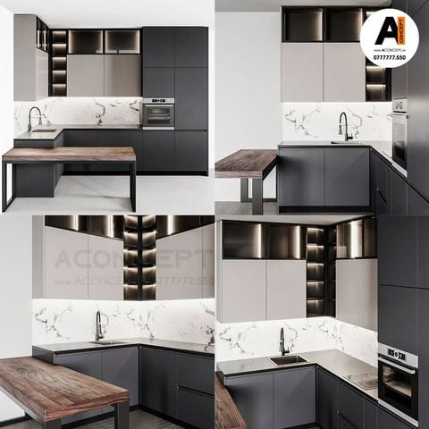 Tủ bếp A432 chữ L