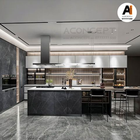 Tủ bếp A435 chữ L