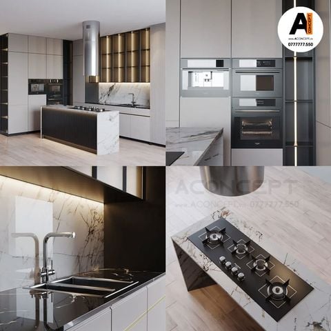 Tủ bếp A434 chữ L