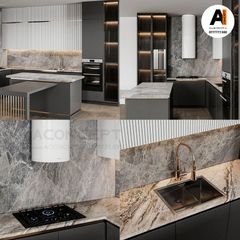 Tủ bếp A424 chữ L