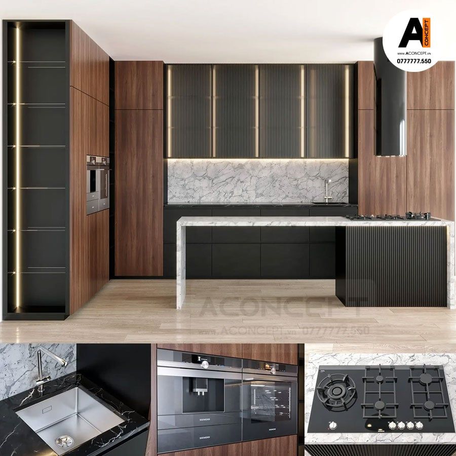 Tủ bếp A418 chữ L